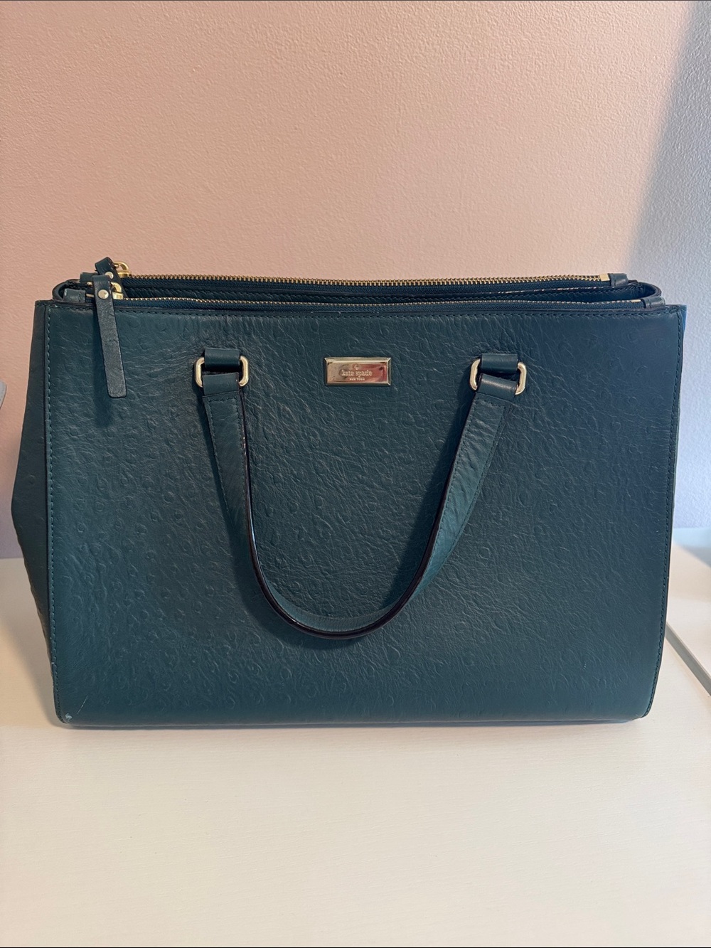 Kate Spade Structured Teal Satchel Handbag